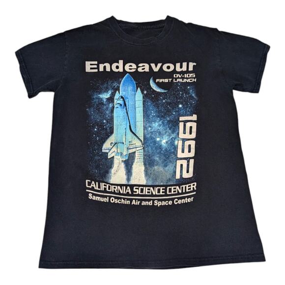 Vintage Endeavour Rocket Ship Tee Shirt Graphic Print California Space Center - Picture 1 of 3